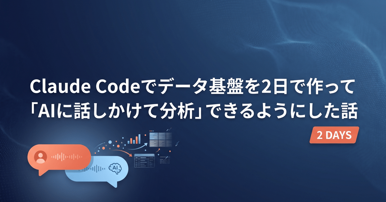 Claude Codeでデータ基盤を2日で作って「AIに話しかけて分析」できるようにした話
